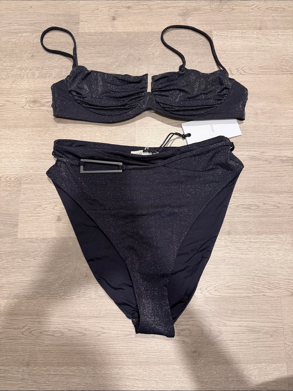 NWT Onia Black Shimmer Two-Piece Bikini Set
